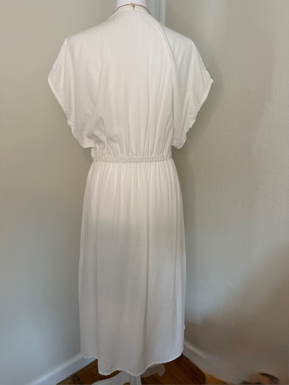 CUPSHE White Linen Blend MIDI Dress Smocked Waist Size M NWT - Picture 3 of 6
